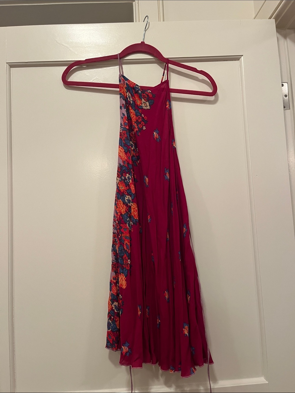Free People Fuchsia Floral-Panel Mini Dress